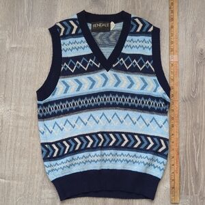Men's Blue Patterned Sweater Vest